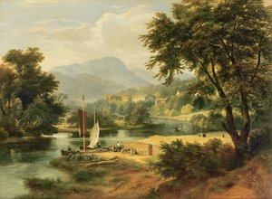 Uitzicht op Clappersgate aan de rivier Brathay boven Windermere